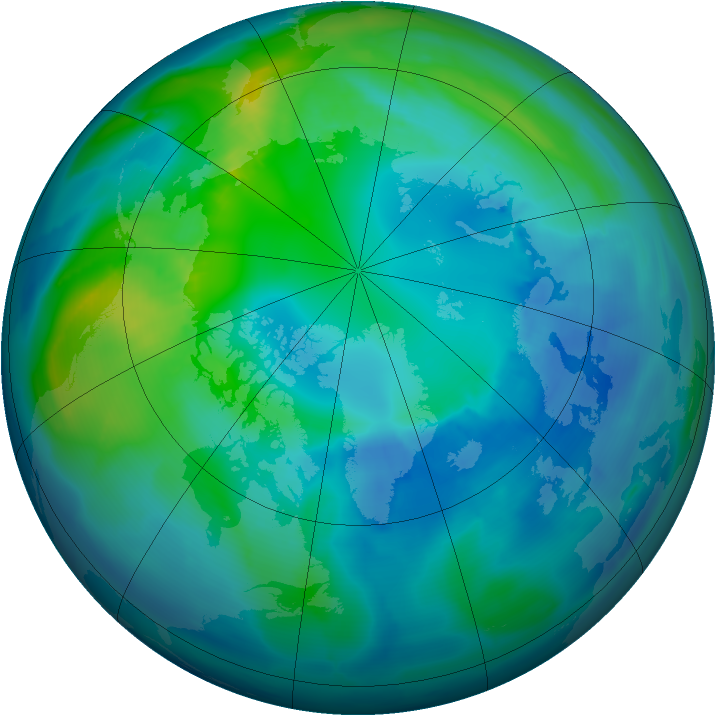 Arctic ozone map for 23 October 2012